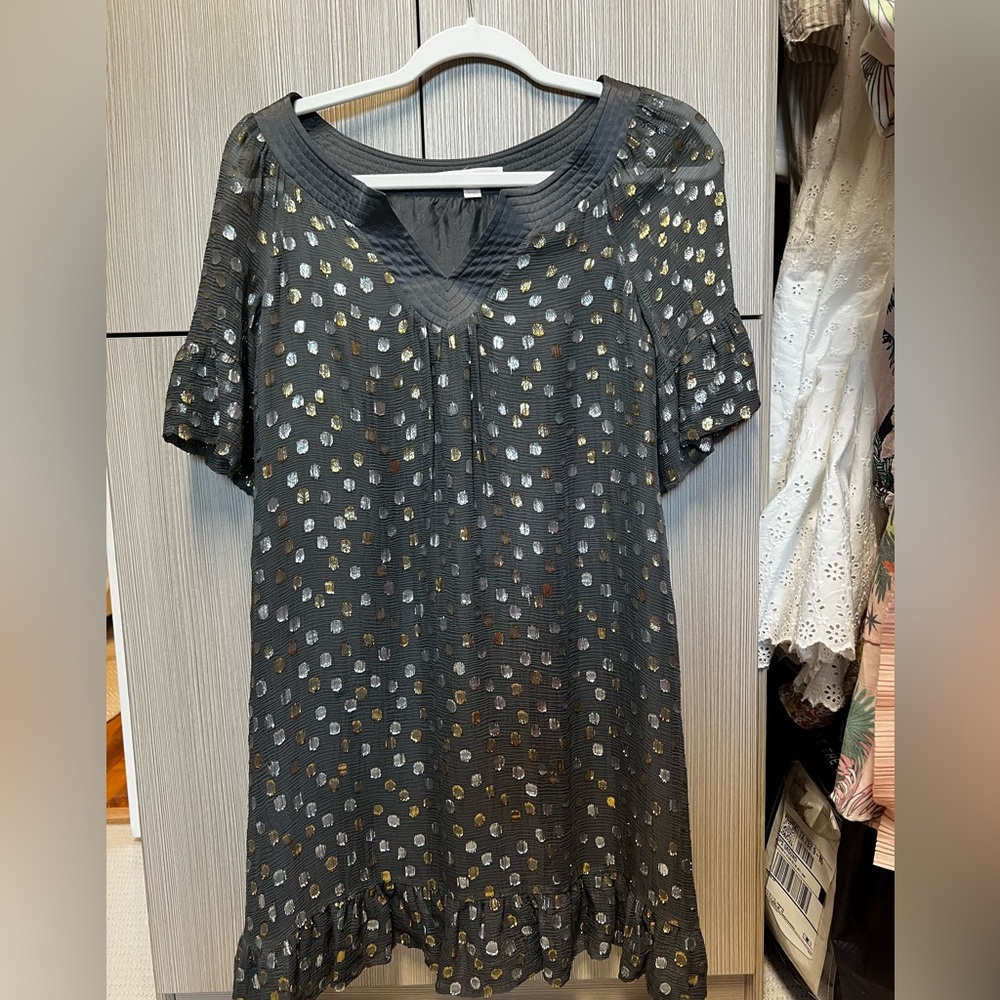 Rebecca Taylor metallic polka dot shift dress